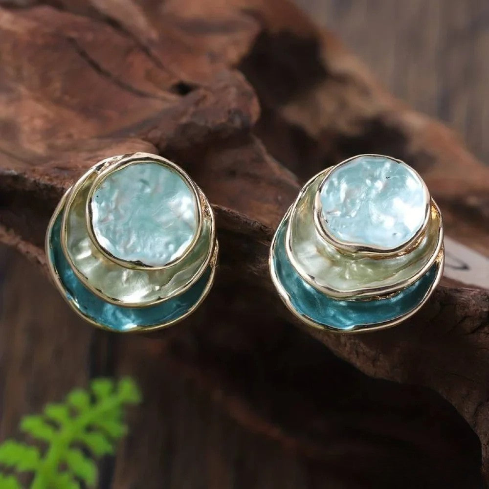 Orecchini vintage con finitura dipinta a mano