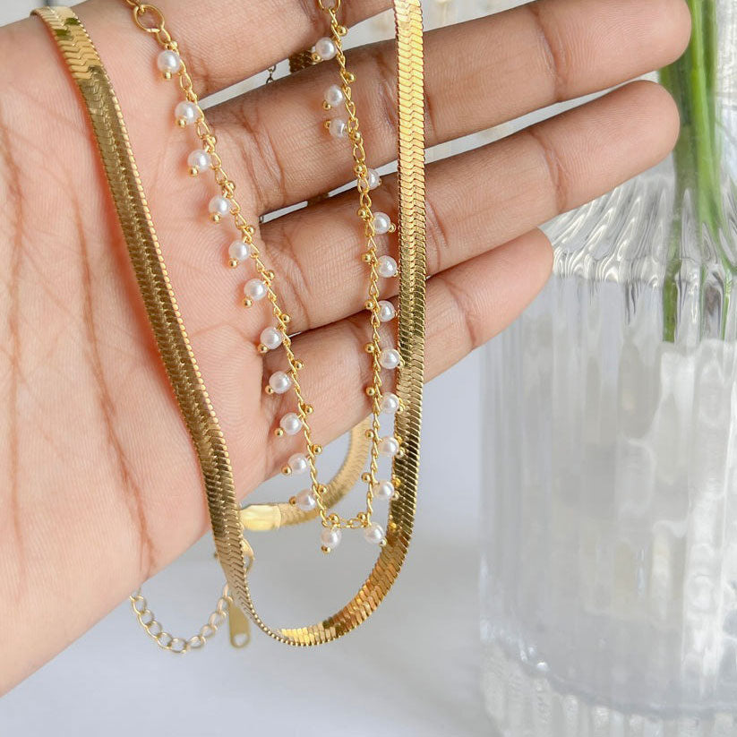 Marizanne | Collana Serpente di Lusso & Set di Gioielli con Perle in Oro 18K