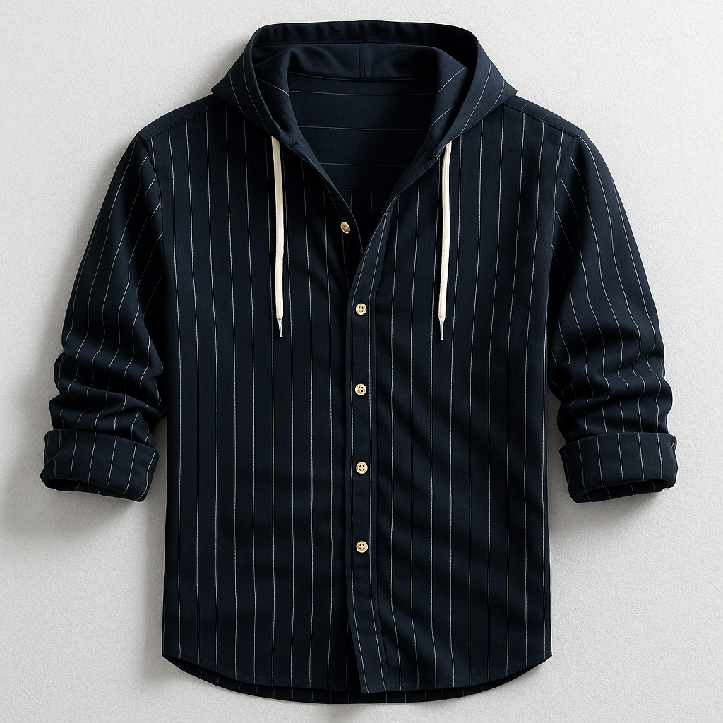 CAMICIA DI LUSSO A RIGHE CON CAPPUCCIO