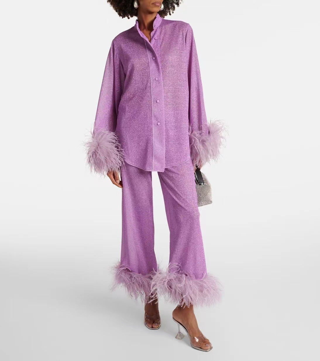 Ensemble Élégant à Col Plumé