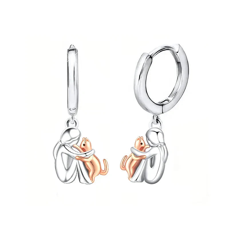 Lily™ - Boucles d'Oreilles Charm Chat (Fermoir Rond)