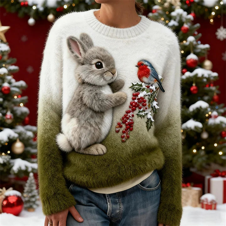 Suzette™ - Le Pull Lapin Festif Qui Réchauffe Votre Hiver