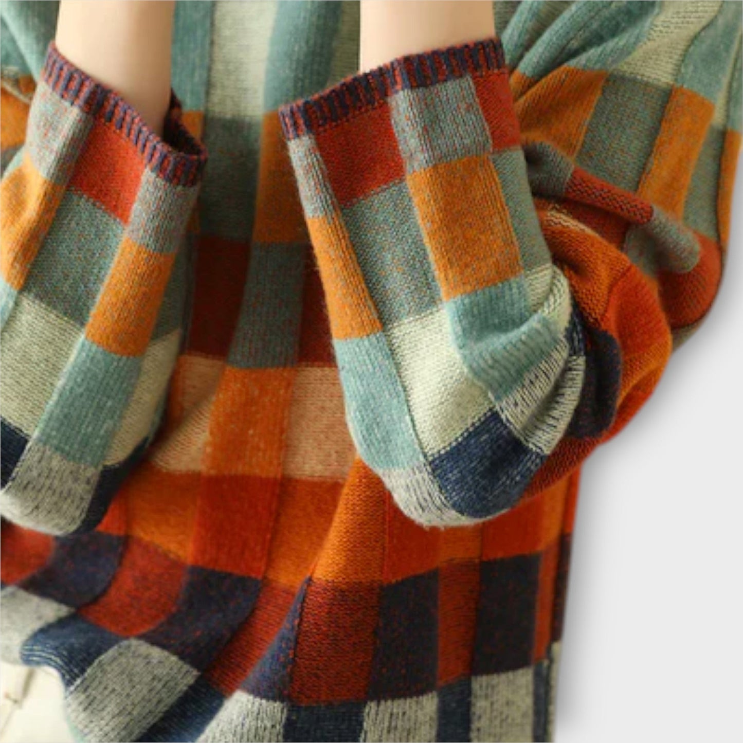 Pull Col Montant Patchwork Élégant