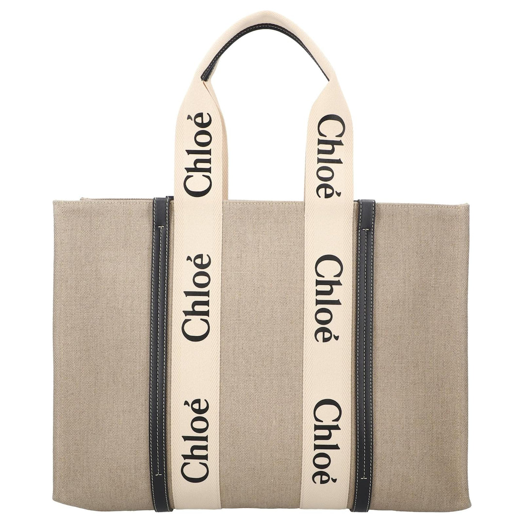 Sac Tote Woody en Toile et Cuir