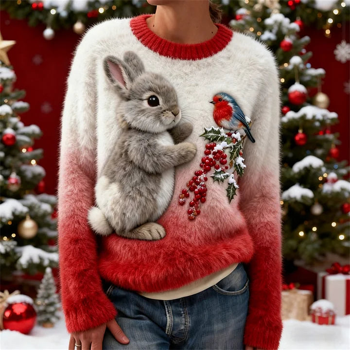 Suzette™ - Le Pull Lapin Festif Qui Réchauffe Votre Hiver