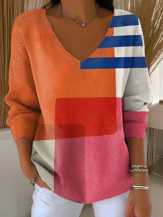 Béatrice – Maglione colorato con scollo a V