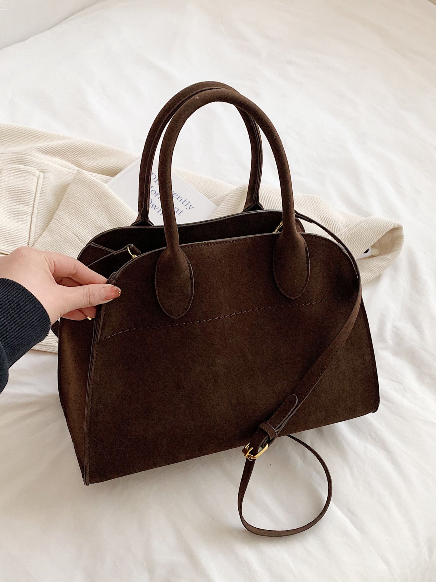Luisa | Borsa Quotidiana Minimalista in Pelle Suede