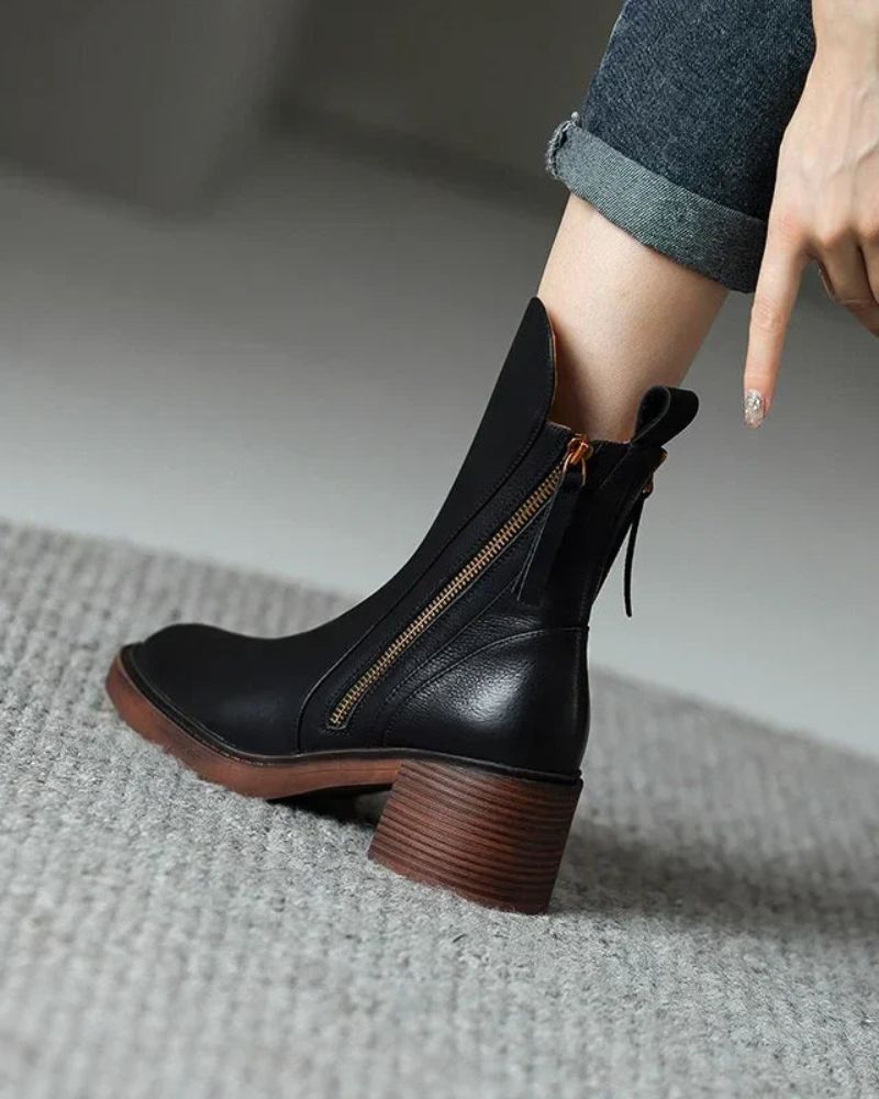 Valorine | Bottines en Cuir Noir