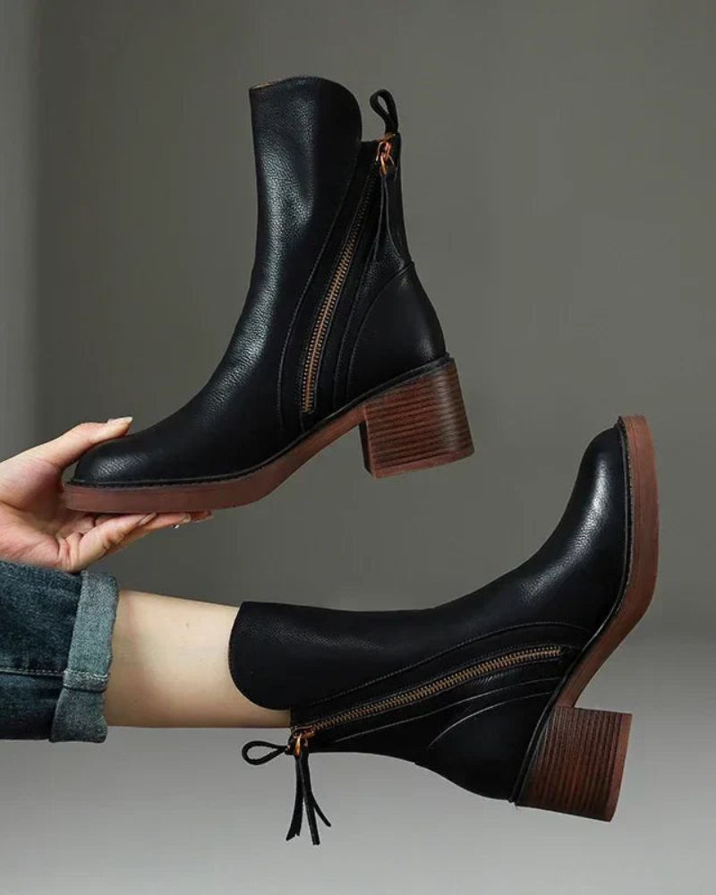 Valorine | Bottines en Cuir Noir
