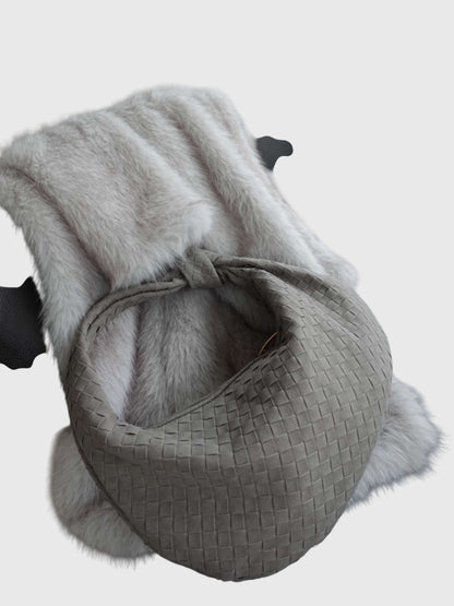 Celeste | Borsa Media Suede Intrecciata con Nodo