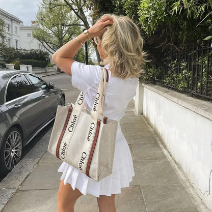 Sac Tote Woody en Toile et Cuir