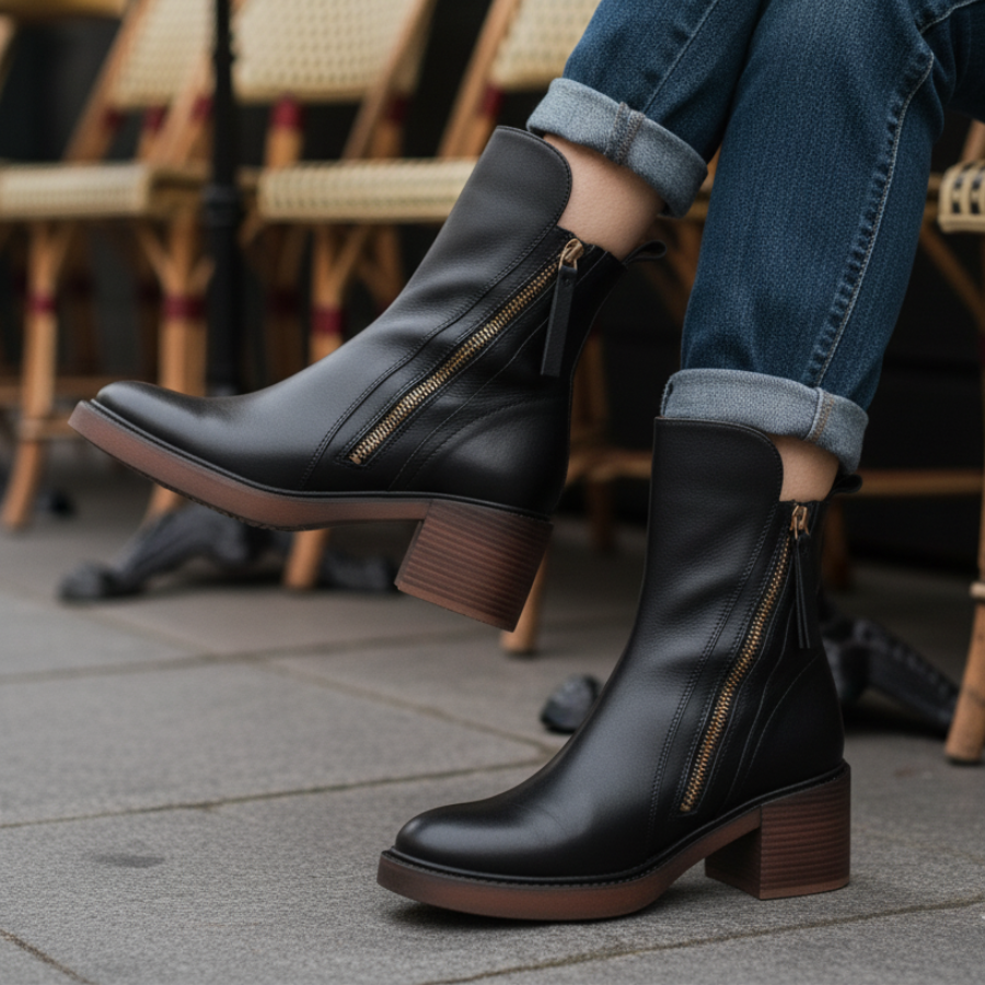 Valorine | Bottines en Cuir Noir