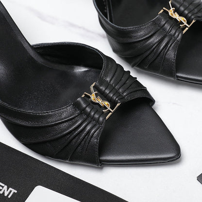 Mules "Vendôme" — Cuir Verni & Boucle Signature