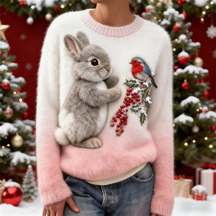 Suzette™ - Le Pull Lapin Festif Qui Réchauffe Votre Hiver