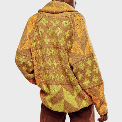 Cardigan Vintage à Col Boutonné