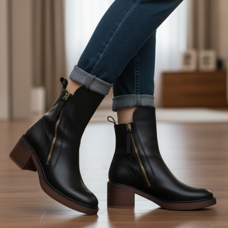 Valorine | Bottines en Cuir Noir