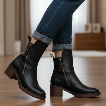 Valorine | Bottines en Cuir Noir