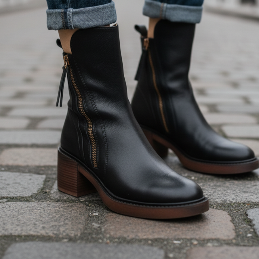 Valorine | Bottines en Cuir Noir