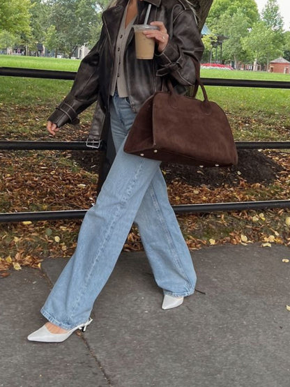 Luisa | Borsa Quotidiana Minimalista in Pelle Suede