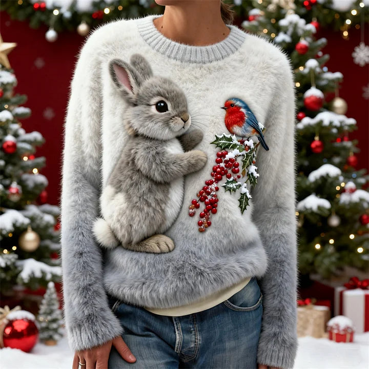 Suzette™ - Le Pull Lapin Festif Qui Réchauffe Votre Hiver
