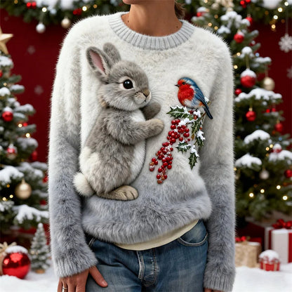 Suzette™ - Le Pull Lapin Festif Qui Réchauffe Votre Hiver