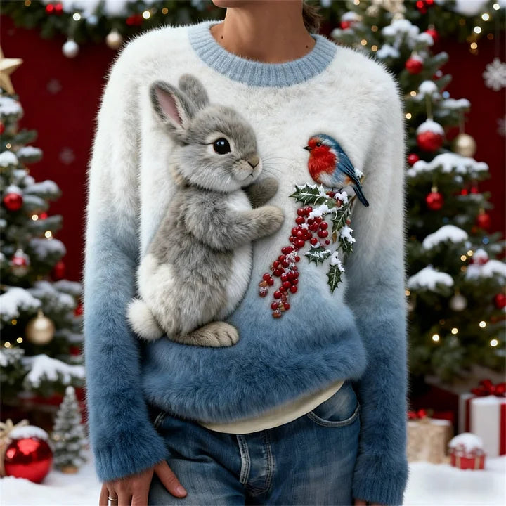Suzette™ - Le Pull Lapin Festif Qui Réchauffe Votre Hiver