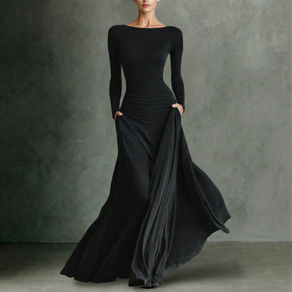 FIORELLA™ | Robe longue moderne en crêpe noir