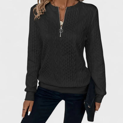 Minda - Maglione da donna con zip e lavorazione a trecce