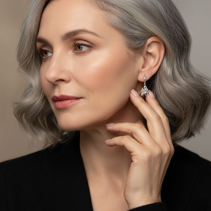 Lily™ - Boucles d'Oreilles Charm Chat (Fermoir Rond)