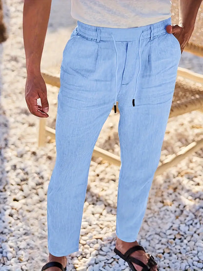 NICHOLS | PANTALONI LARGHI IN LINO CON COULISSE