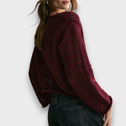 Jessa – Cardigan in Rosso Borgogna