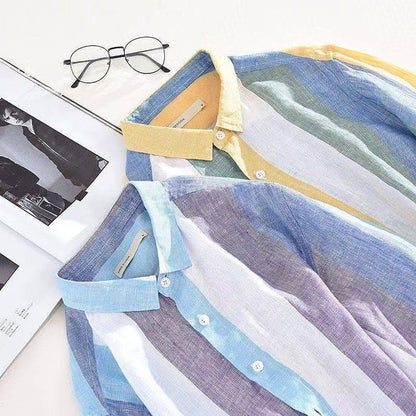 ANSELMO | CAMICIA DI LINO LEGGERA A RIGHE