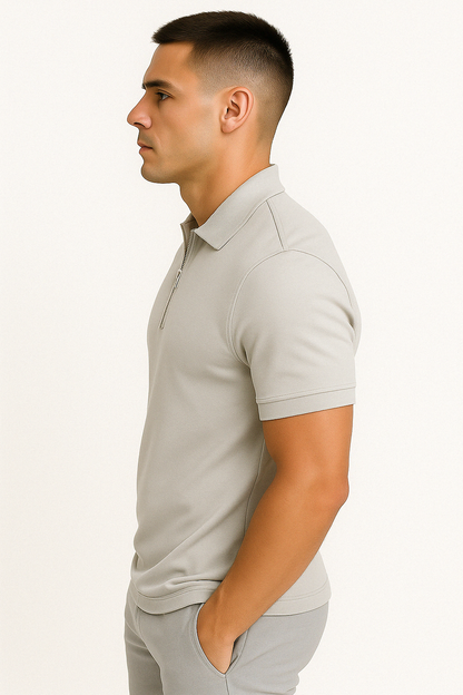 GREGORIO | POLO MODERNA CON ZIP A METÀ