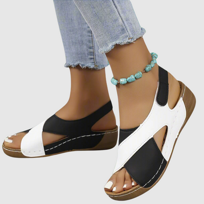 Hildegard - Sandali bicolore in pelle