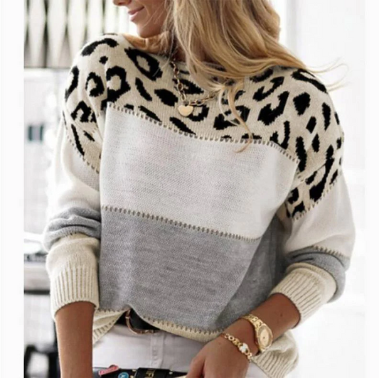Cheyenne - Maglione Casual con Design Leopardo