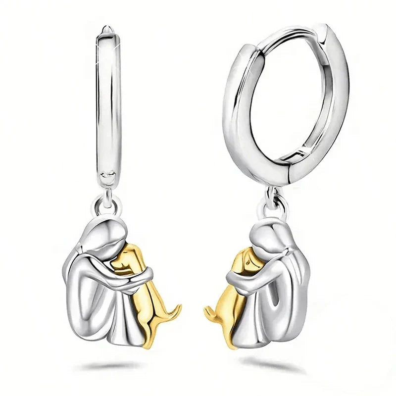 Ginny™ - Boucles d'Oreilles Charm Chien (Fermoir Rond)