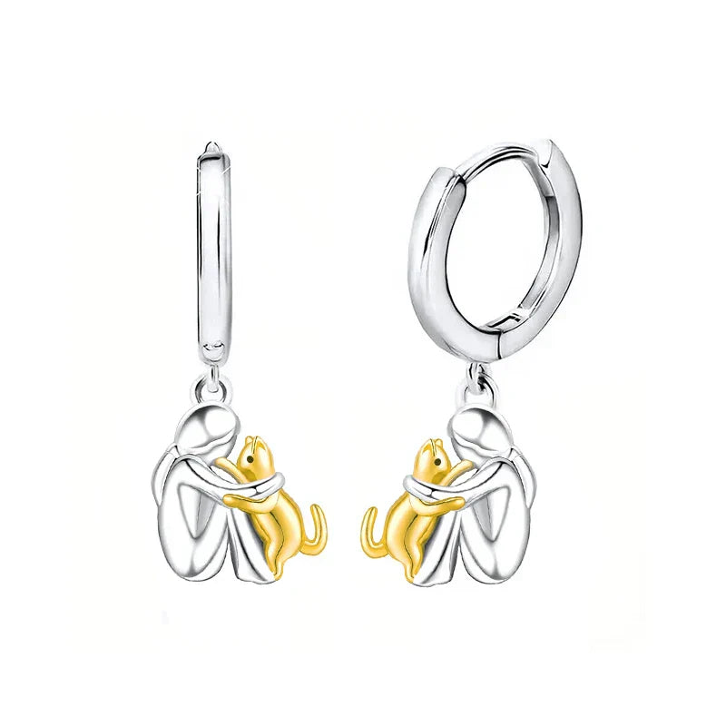 Lily™ - Boucles d'Oreilles Charm Chat (Fermoir Rond)