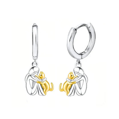 Lily™ - Boucles d'Oreilles Charm Chat (Fermoir Rond)