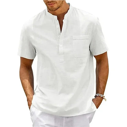 SAMUELE  |  CAMICIA HENLEY IN LINO E COTONE
