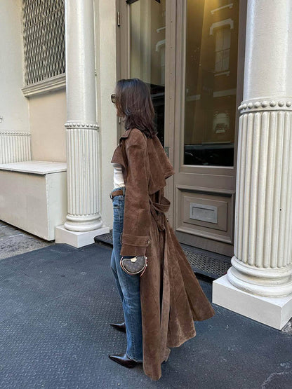 Molly trench coat in suede sintetico