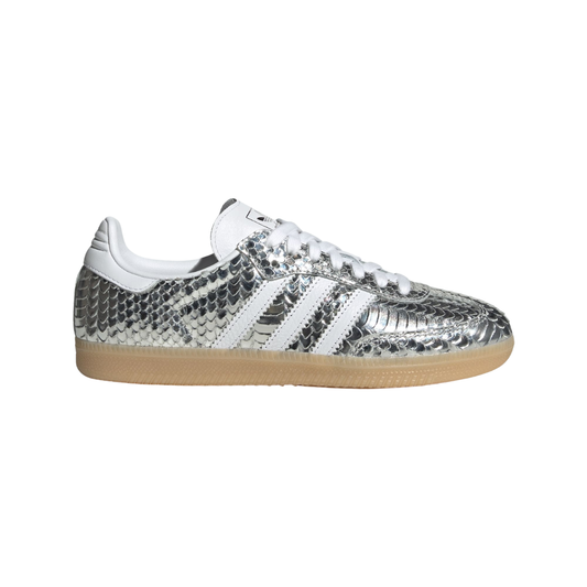 AD Samba OG – Cuir Serpent Argent Métallisé