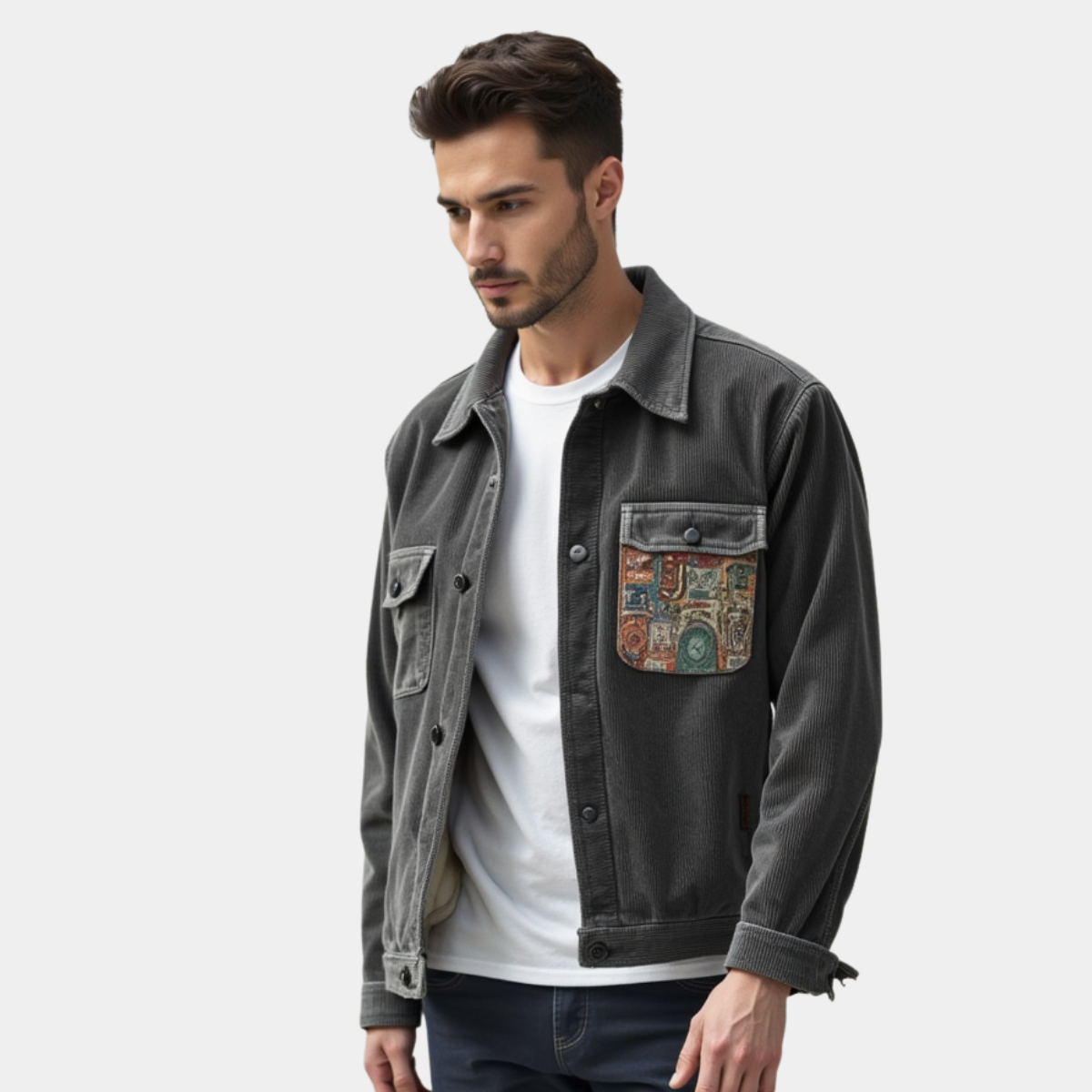 ORESTE | CAMICIA COMODA CON DISEGNO PATCHWORK