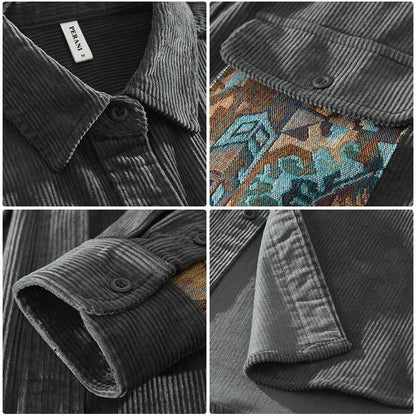 ORESTE | CAMICIA COMODA CON DISEGNO PATCHWORK
