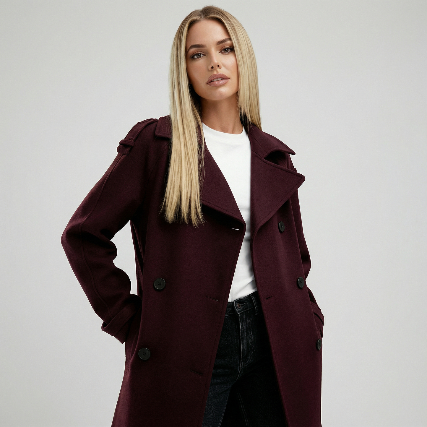 AMALIA™ | Trench-coat bordeaux