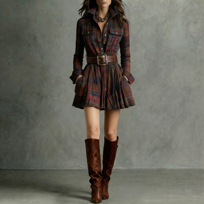 PAZ™ | Robe courte vintage à carreaux