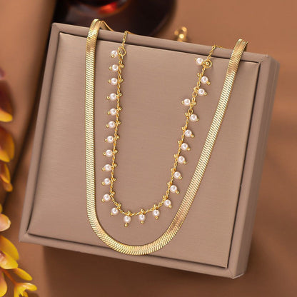 Marizanne | Collana Serpente di Lusso & Set di Gioielli con Perle in Oro 18K